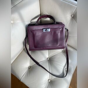 Authentic COACH Boysenberry Medium Lane Carryall CC329 - Leather & Suede
